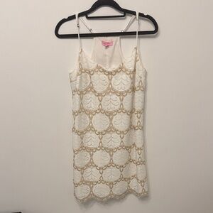 Lilly Pulitzer White and Gold Dress
